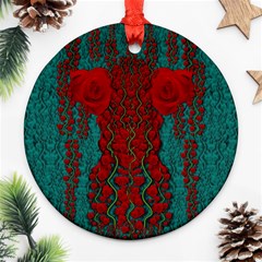 Lianas Of Roses In The Rain Forrest Ornament (round) by pepitasart