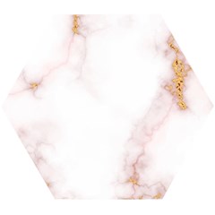 Pink And White Marble Texture With Gold Intrusions Pale Rose Background Wooden Puzzle Hexagon by genx