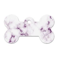 White Marble Violet Purple Veins Accents Texture Printed Floor Background Luxury Dog Tag Bone (one Side) by genx