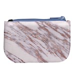 Marble with Metallic Rose Gold intrusions on gray white Stone texture Pastel Pink Background Large Coin Purse Back