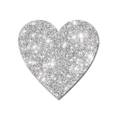 Silver And White Glitters Metallic Finish Party Texture Background Imitation Heart Magnet by genx