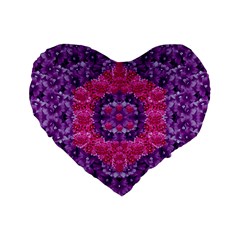 Flowers And Purple Suprise To Love And Enjoy Standard 16  Premium Flano Heart Shape Cushions by pepitasart