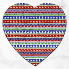 Christmas Color Stripes Pattern Jigsaw Puzzle (heart) by Vaneshart