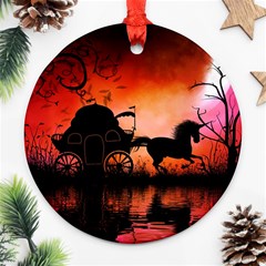 Drive In The Night By Carriage Ornament (round) by FantasyWorld7