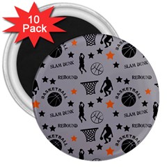 Slam Dunk Basketball Gray 3  Magnets (10 Pack)  by mccallacoulturesports