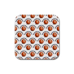 Orange Basketballs Rubber Square Coaster (4 Pack)  by mccallacoulturesports