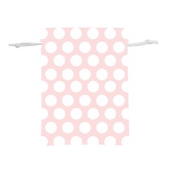 Pink And White Polka Dots Lightweight Drawstring Pouch (s) by mccallacoulture