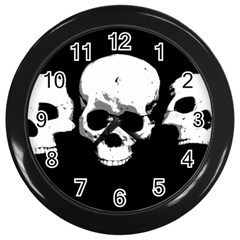 Halloween Horror Skeleton Skull Wall Clock (black) by HermanTelo