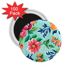 Multi Colour Floral Print 2 25  Magnets (100 Pack)  by designsbymallika