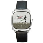 Banksy graffiti Original Quote Follow your dreams CANCELLED cynical with painter Square Metal Watch Front