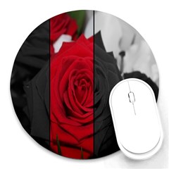 Roses Rouge Fleurs Round Mousepads by kcreatif