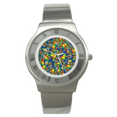 Clown World Pepe The Frog Honkhonk Meme Kekistan Funny Pattern Blue  Stainless Steel Watch by snek