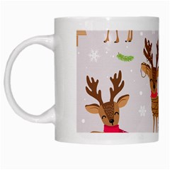 Christmas Seamless Pattern With Reindeer White Mugs by Vaneshart