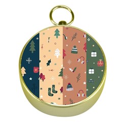 Flat Design Christmas Pattern Collection Gold Compasses by Vaneshart