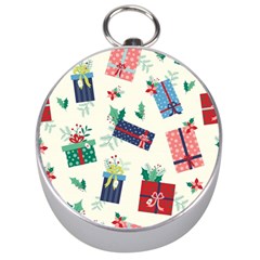 Christmas Gifts Pattern With Flowers Leaves Silver Compasses by Vaneshart