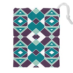 Teal And Plum Geometric Pattern Drawstring Pouch (5xl) by mccallacoulture