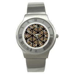 Pattern Stained Glass Triangles Stainless Steel Watch by HermanTelo