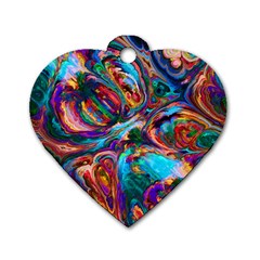 Seamless Abstract Colorful Tile Dog Tag Heart (one Side)