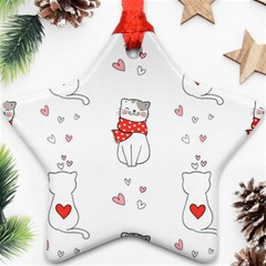 Seamless Pattern Cute Cat With Little Heart Ornament (star) by Wegoenart