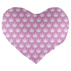 Kawaii Cannabis  Large 19  Premium Heart Shape Cushions by thethiiird