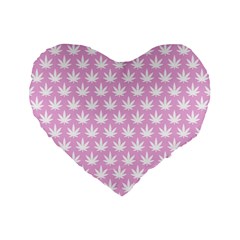 Kawaii Cannabis  Standard 16  Premium Flano Heart Shape Cushions by thethiiird