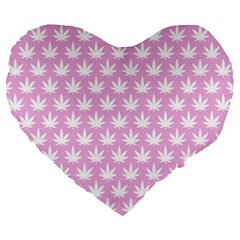 Kawaii Cannabis  Large 19  Premium Flano Heart Shape Cushions by thethiiird