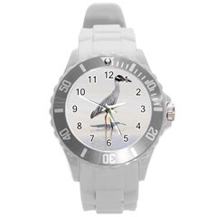 Beach Heron Bird Round Plastic Sport Watch (l) by TheLazyPineapple