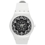 Black And White Pattern Round Plastic Sport Watch (M) Front