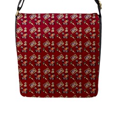 Robin Art Red Pattern Flap Closure Messenger Bag (l) by snowwhitegirl