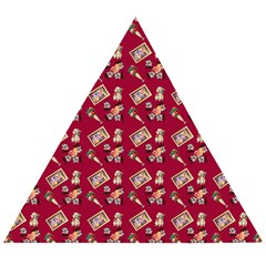 Robin Art Red Pattern Wooden Puzzle Triangle by snowwhitegirl