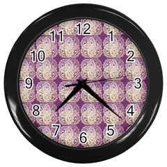 Doily Only Pattern Purple Wall Clock (black) by snowwhitegirl