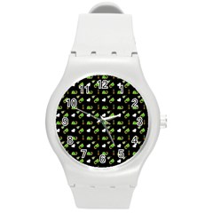 Green Elephant Pattern Round Plastic Sport Watch (m) by snowwhitegirl