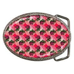 Doily Rose Pattern Watermelon Pink Belt Buckles by snowwhitegirl