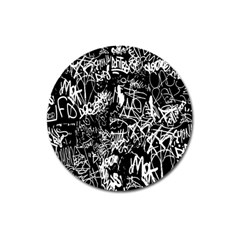 Graffiti Abstract Collage Print Pattern Magnet 3  (round) by dflcprintsclothing