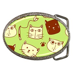 Cute Hand Drawn Cat Seamless Pattern Belt Buckles by Vaneshart