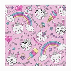 Beautiful Cute Animals Pattern Pink Medium Glasses Cloth by Vaneshart