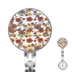 Multicolored Floral Collage Print Stainless Steel Nurses Watch by dflcprintsclothing