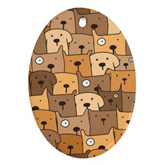 Cute Dog Seamless Pattern Background Oval Ornament (two Sides) by Nexatart