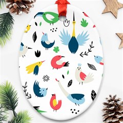 Vector Set Isolates With Cute Birds Scandinavian Style Oval Ornament (two Sides) by Vaneshart