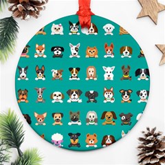 Different Type Vector Cartoon Dog Faces Ornament (round) by Vaneshart