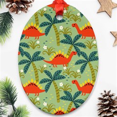 Cute Colorful Dinosaur Seamless Pattern Ornament (oval) by Vaneshart