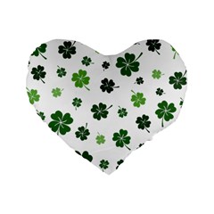 St Patricks Day Pattern Standard 16  Premium Flano Heart Shape Cushions by Valentinaart