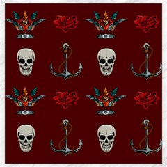Tattoo Old School Background Pattern Canvas 16  X 16  by Wegoenart