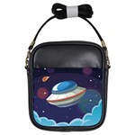 Ufo Alien Spaceship Galaxy Girls Sling Bag Front