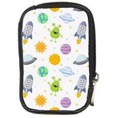 Seamless Pattern Cartoon Space Planets Isolated White Background Compact Camera Leather Case by Vaneshart