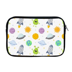 Seamless Pattern Cartoon Space Planets Isolated White Background Apple Macbook Pro 17  Zipper Case by Vaneshart