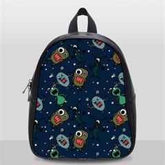 Monster Alien Pattern Seamless Background School Bag (small) by Vaneshart