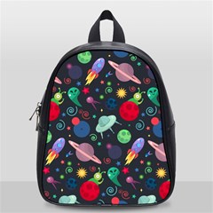 Cosmos Ufo Concept Seamless Pattern School Bag (small) by Vaneshart