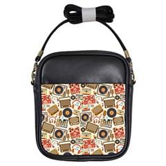 Music Retro Seamless Pattern Girls Sling Bag by Vaneshart