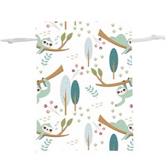 Pattern Sloth Woodland  Lightweight Drawstring Pouch (xl) by Vaneshart